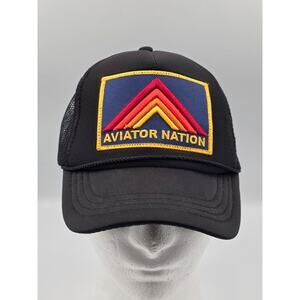 Aviator Nation Trucker Hat Mesh Logo Baseball Cap Snapback Mountain Stripe